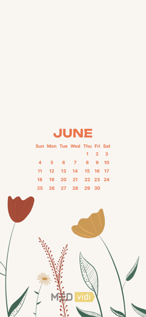 Mental Health Calendar for June 2023 - MEDvidi