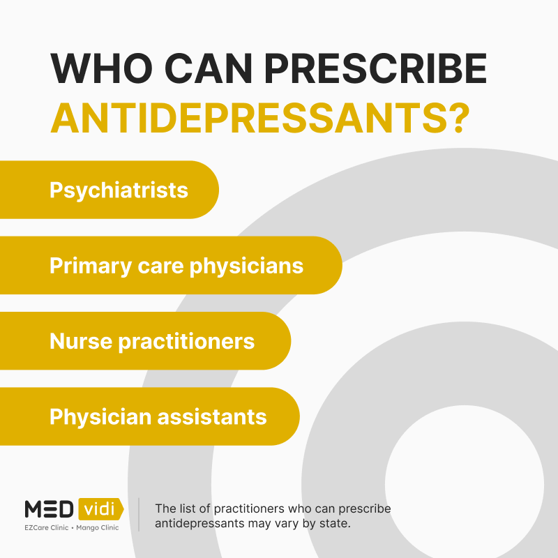Who can provide a prescription for antidepressants
